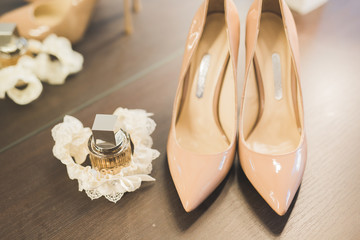 White beautiful wedding shoes for women, bride