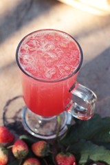 Strawberry italian soda and fresh strawberry delicious.