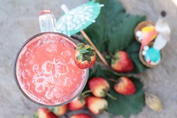 Strawberry italian soda and fresh strawberry delicious.