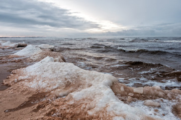 The Baltic Sea on a cold winter evening