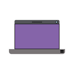 white background with colorful silhouette of laptop computer in front view vector illustration