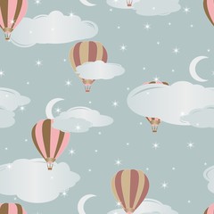 Seamless pattern with air balloons. Vector illustration.  - obrazy, fototapety, plakaty