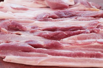 raw pork for cooking in the market.
