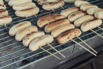 grilled banana in the market.