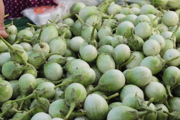 Fresh eggplant in the market.