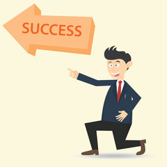 male businessman showing the way to get success cartoon vector illustration