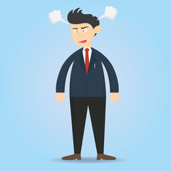 angry male businessman character expression cartoon vector illustration