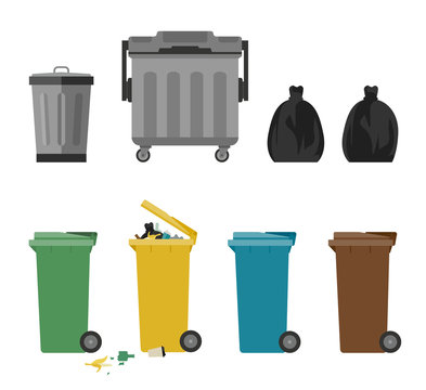 Garbage cans flat icons