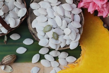 Pumpkin seeds roasted is delicious for health.