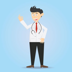 doctor cartoon character vector illustration with stethoscope