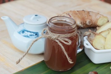 Ginger tea with fresh ginger sliced delicious.