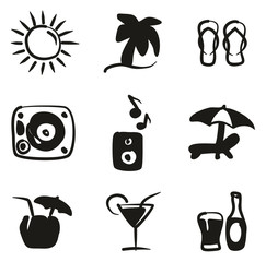 Beach Bar Icons Freehand Fill