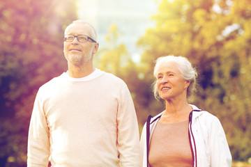 senior couple in city park