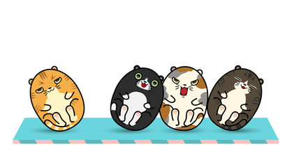 4  Fat cat tumbler dolls ,vector illustration