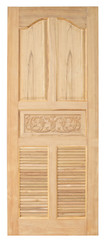 Wood door old style on white background, vintage style.