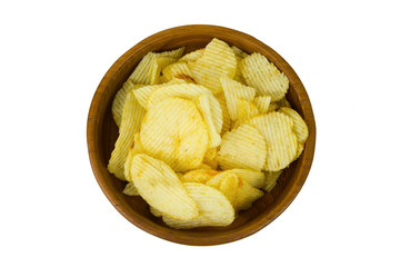 potato chips Top view in the bowl.