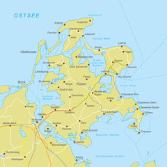 Obraz premium Rügen Karte - Orange