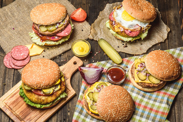 Table with different burgers