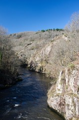 Canyon of a french river at the end of wintertime