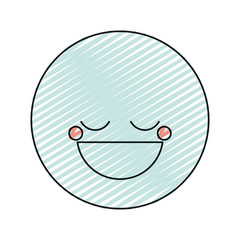 color crayon silhouette happy face male emoticon with eyes closed vector illustration