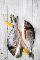Fresh fishes with lemon,