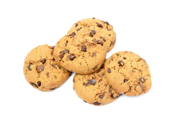 Tasty biscuits with chocolate isolated on a white background