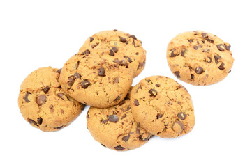 Tasty biscuits with chocolate isolated on a white background
