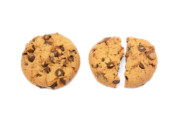 Tasty biscuits with chocolate isolated on a white background