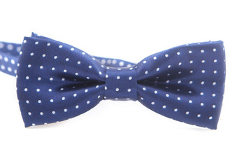 mens dark blue bow-tie with white peas isolated on a white background