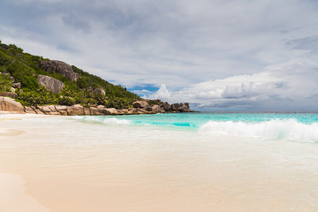 island beach in indian ocean on seychelles