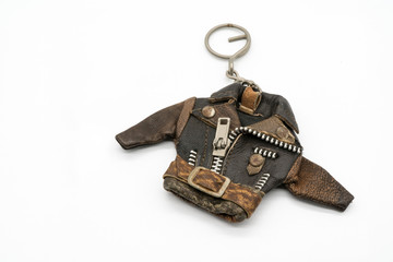 Brown leather jacket key chain