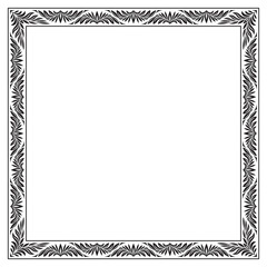 Ornate square black frame for page decoration, title, card, label.