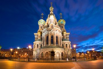 Obraz premium Cathedral of Resurrection (Savior on blood) on the May night. Saint Petersburg, Russia