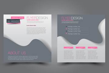 Square flyer template. Brochure design. Annual report poster. Leaflet cover. For business and education. Vector illustration. Pink and grey color.