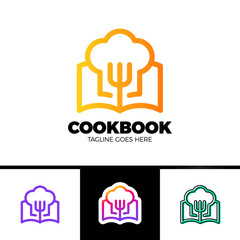 Recipe Book Logo Template Design in outline style Vector Design