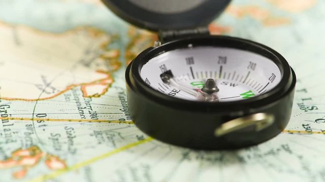 Compass on the map