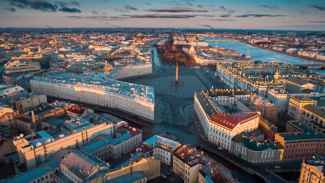 Palace Square in Saint Petersburg Aerial View