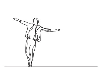 happy man walking - single line drawing