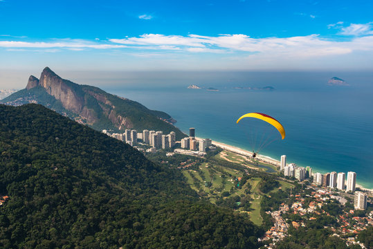Paragliding in Rio de Janeiro Above Beautiful Coast of the City