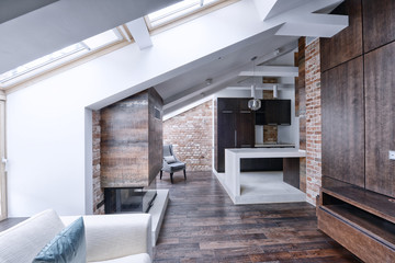 Fototapeta premium Modern apartment interior in loft style.Living room interior.