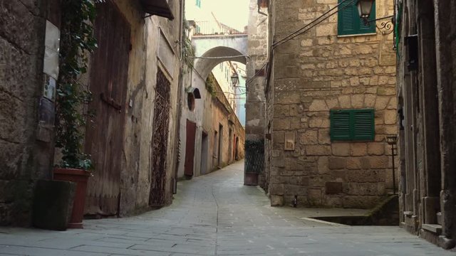 view of empty old italian street of small town
