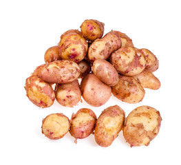new potatoes with peel isolated on white background