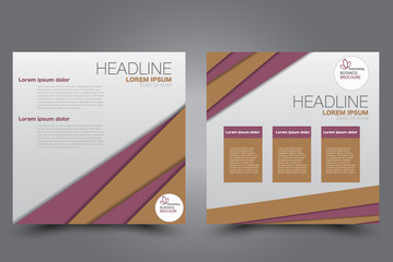 Square flyer template. Brochure design. Annual report poster. Leaflet cover. For business and education. Vector illustration. Red and brown color.