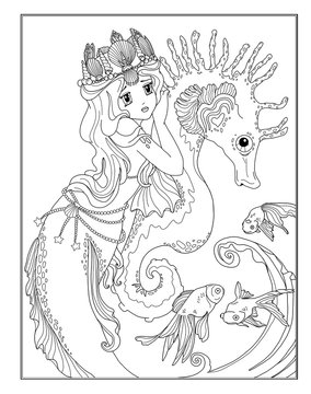 Coloring page the Mermaids