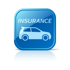 Car insurance icon on blue web button