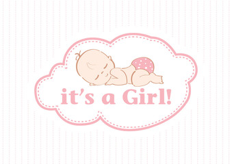 It's a Girl - Beautiful card to celebrate the new family member. In a pastel pink lines color background!