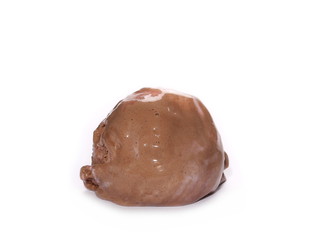 Chocolate ice cream ball isolated on white background