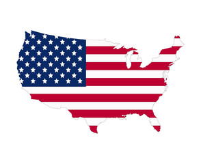 USA flag map contour. Flat style vector illustration.