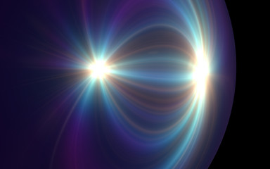 digital lens flare in black background.Beautiful rays of light.