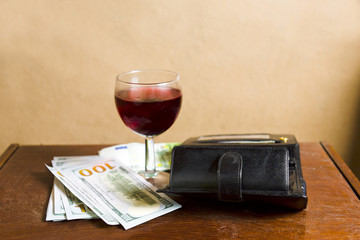 Wallet, Cash And Wine
